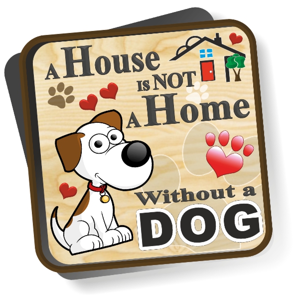 Coaster - Dog, Cartoon Home